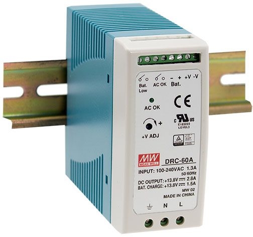 MEAN WELL DIN rail power supply with battery back up function