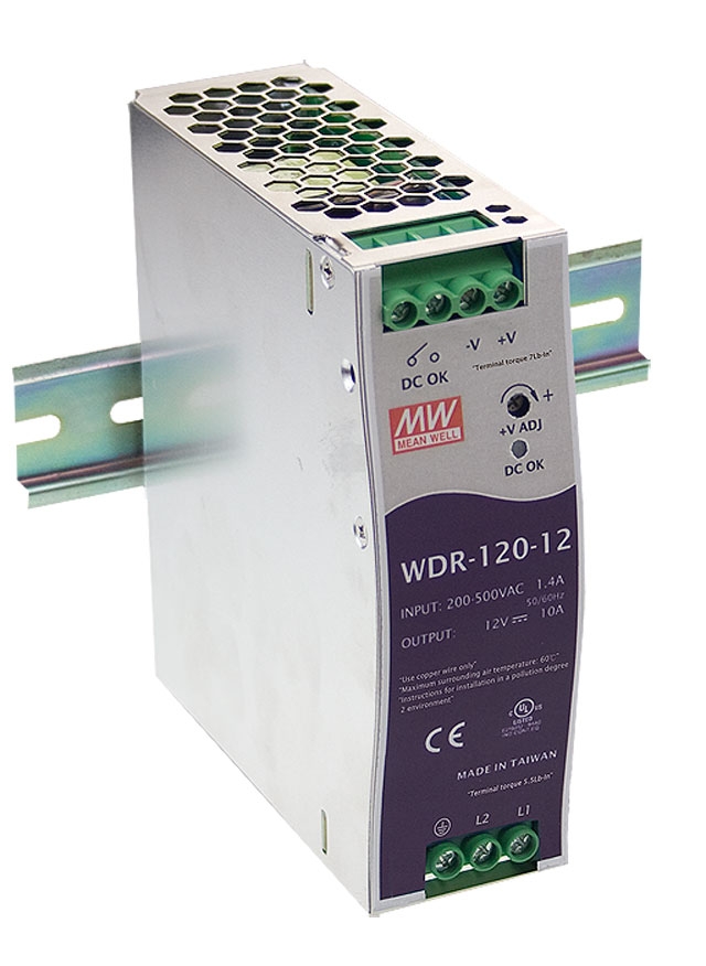 DIN rail power supply with wide input range