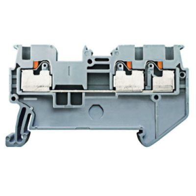 DIN Rail Terminal Screwless Push In 3 Way 1.5mm Grey