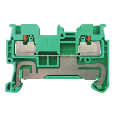 DIN Rail Terminal Screwless Push In 2 Way 1.5mm GND Green Yellow