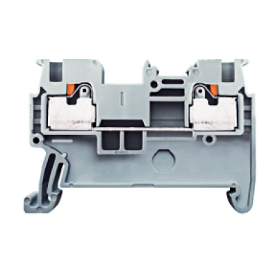 DIN Rail Terminal Screwless Push In 2 Way 1. 5mm Grey